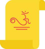 Om Symbol Scroll Paper Icon In Yellow Color. vector