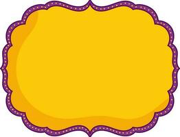 Copy Space Marquee Vintage Frame Flat Icon In Yellow And Purple Color. vector