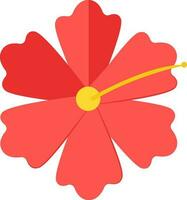 Red Hibiscus Flower Icon In Flat Style. vector