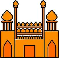 Isolated Red Fort Icon In Orange Color. vector