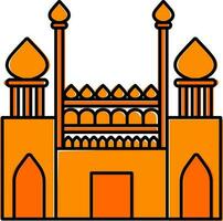 Isolated Red Fort Icon In Orange Color. vector