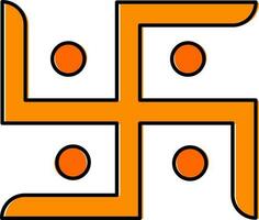 Illustration Of Swastika Symbol Icon In Orange Color. vector