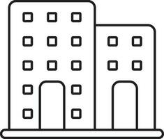 Isolated Cityscape Building Icon In Black Line Art. vector