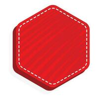 Red Blank Hexagon Label Or Frame Element On White Background. vector