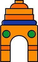 ilustración de India portón en naranja color. vector