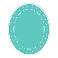 Empty Oval Frame Or Label, Sticker Element In Blue Color. vector