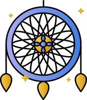 Dream Catcher Icon In Blue And Yellow Color. vector