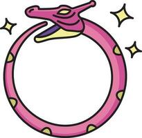 Pink And Yellow Ouroboros Flat Icon. vector