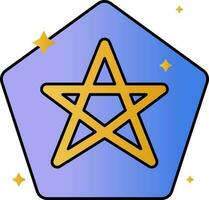 estrella hexágono icono en azul y amarillo color. vector