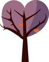 Flat Style Heart Shape Tree Icon In Purple Color. vector