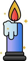 Colorful Burning Candle Icon In Flat Style. vector