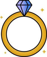 Magic Stone Ring Icon In Blue And Yellow Color. vector