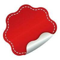 Red And Silver Blank Curl Paper Label Or Badge Element On White Background. vector