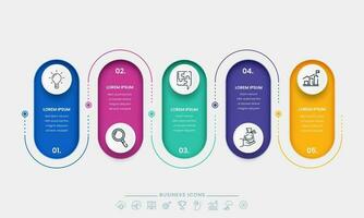 Colorful Infographic Oval Shape Labels With Icons And 5 Options or Steps For Business Concept. vector