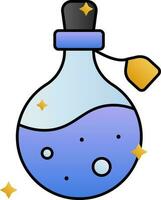 Flat Magic Potion Icon In Blue Color. vector