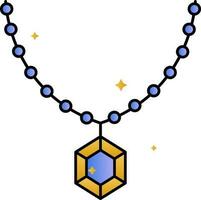 Gemstone Pendant Icon In Blue And Yellow Color. vector