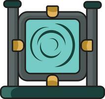 Portal Gate Or Door Icon In Teal And Grey Color. vector