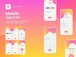 Wireframe UI, UX, GUI Layout With Different Login Screens Including Account Sign In, Sign Up And Lock Screen For Mobile App And Responsive Website. vector