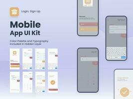 Mobile App UI, UX, GUI Layout With Different Login Screens Including Account Sign In, Sign Up And Password Screens For Responsive Website Wireframe. vector