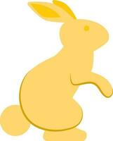 Silhouette Bunny Cartoon Icon In Yellow Color. vector