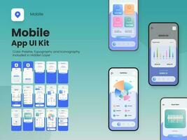 Mobile App UI Layout Including Account Sign In, Sign Up, Lifestyle Statistics And Notification Screens For Responsive Website. vector