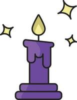 Isolated Burning Purple Candle Flat Icon. vector