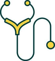 Isolated Yellow Stethoscope Icon In Flat Style. vector