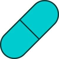 Flat Illustration Of Turquoise Capsule Or Tablet Icon. vector