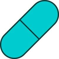 Flat Illustration Of Turquoise Capsule Or Tablet Icon. vector