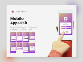 Wireframe UI, UX and GUI Layout with Different Login Screens including Account Sign In, Sign Up, Lock Screen for Mobile Apps or Responsive Website. vector