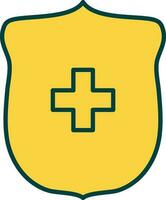 Flat Style Yellow Health Shield Icon Or Symbol. vector