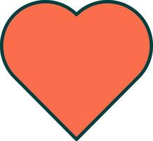 plano estilo corazón icono o símbolo en naranja color. vector