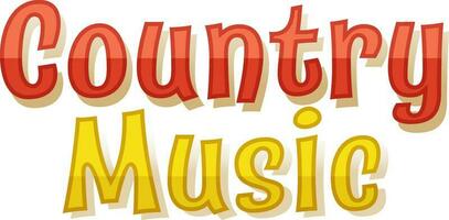 Country Music Text In Red And Yellow Color. vector