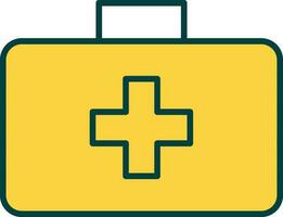 Yellow Doctor Bag Or First Aid Box Flat Icon. vector