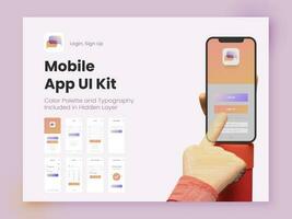 Mobile App UI, UX, GUI Layout With Different Login Screens Including Account Sign In, Sign Up And Change Lock Screens For Responsive Website Wireframe. vector