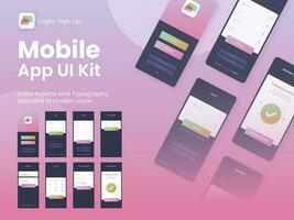 Mobile App UI, UX, GUI Layout With Different Login Screens Including Account Sign In, Sign Up And Lock Screens For Responsive Website Wireframe. vector