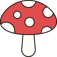 Red And White Mushroom Icon In Flat Style. vector