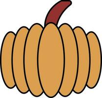 Flat Style Pumpkin Icon In Brown Color. vector