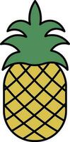 Yellow And Green Pineapple Icon In Flat Style. vector