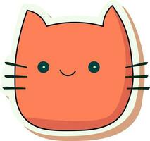 Isolated Orange Mascot Cat Face In Label Style. vector