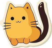 Yellow And Brown Mascot Cat Character In Sticker Or Label Style. vector