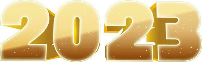 3D Golden Shiny 2023 Number Against White Background. vector