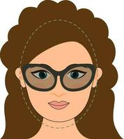 Glasses For Oval Shapes Beautiful Girl Brown Icon. vector