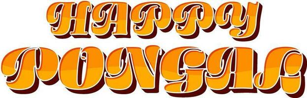 Orange Happy Pongal Font On White Background. vector