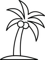 Isolated Palm Tree Icon In Line Art. vector