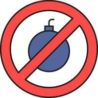 No Bomb Icon Or Symbol In Blue And Red Color. vector