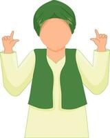 Faceless Punjabi Little Boy In Bhangra Dancing Pose. vector