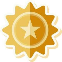 Golden Star Badge Icon In Sticker Style. vector