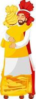 Vector Illustration Of Punjabi Men Hugging Each Other.