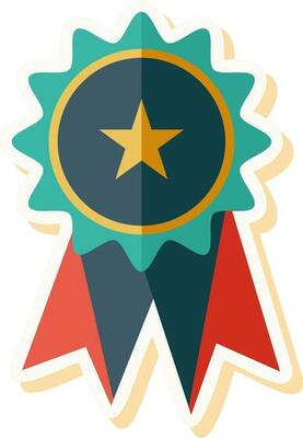 Isolated Colorful Star Badge Icon In Sticker Style.